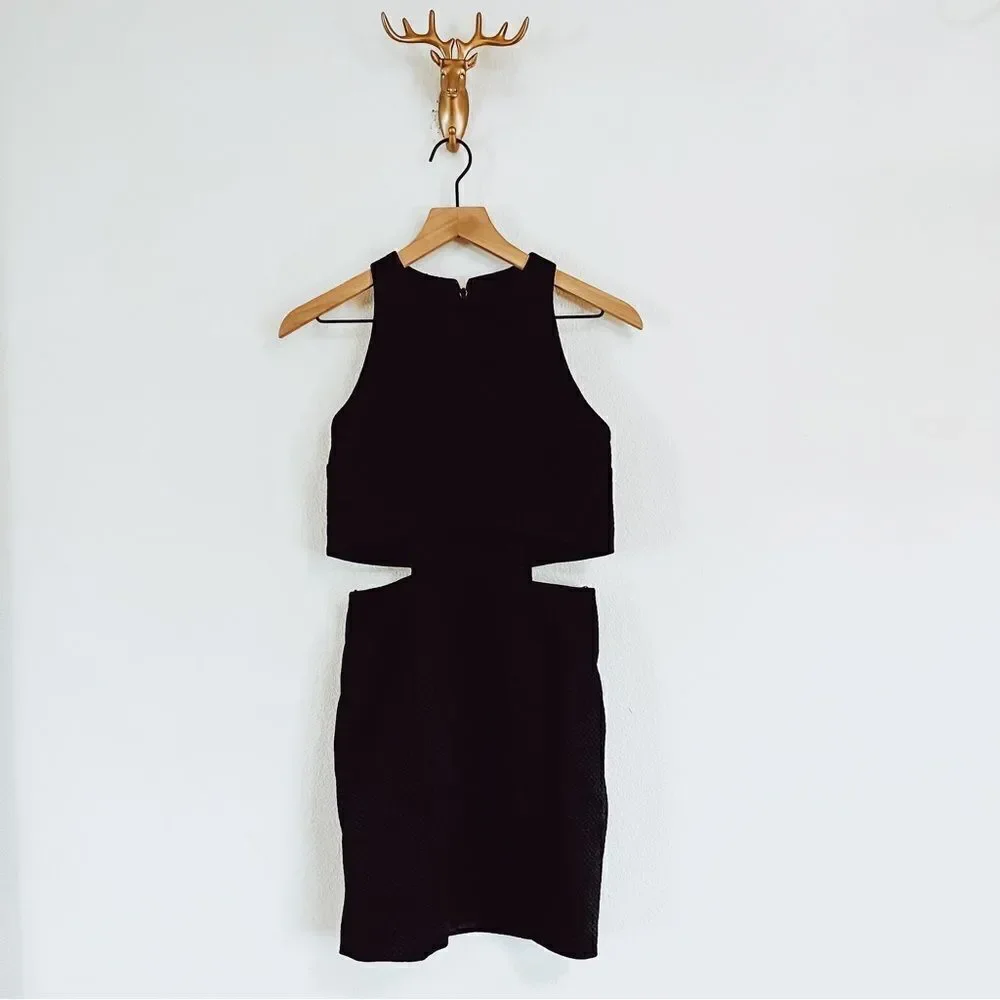 Cynthia rowley Women's Black Mid Cut Out Midi Sleeveless Dress Size 2